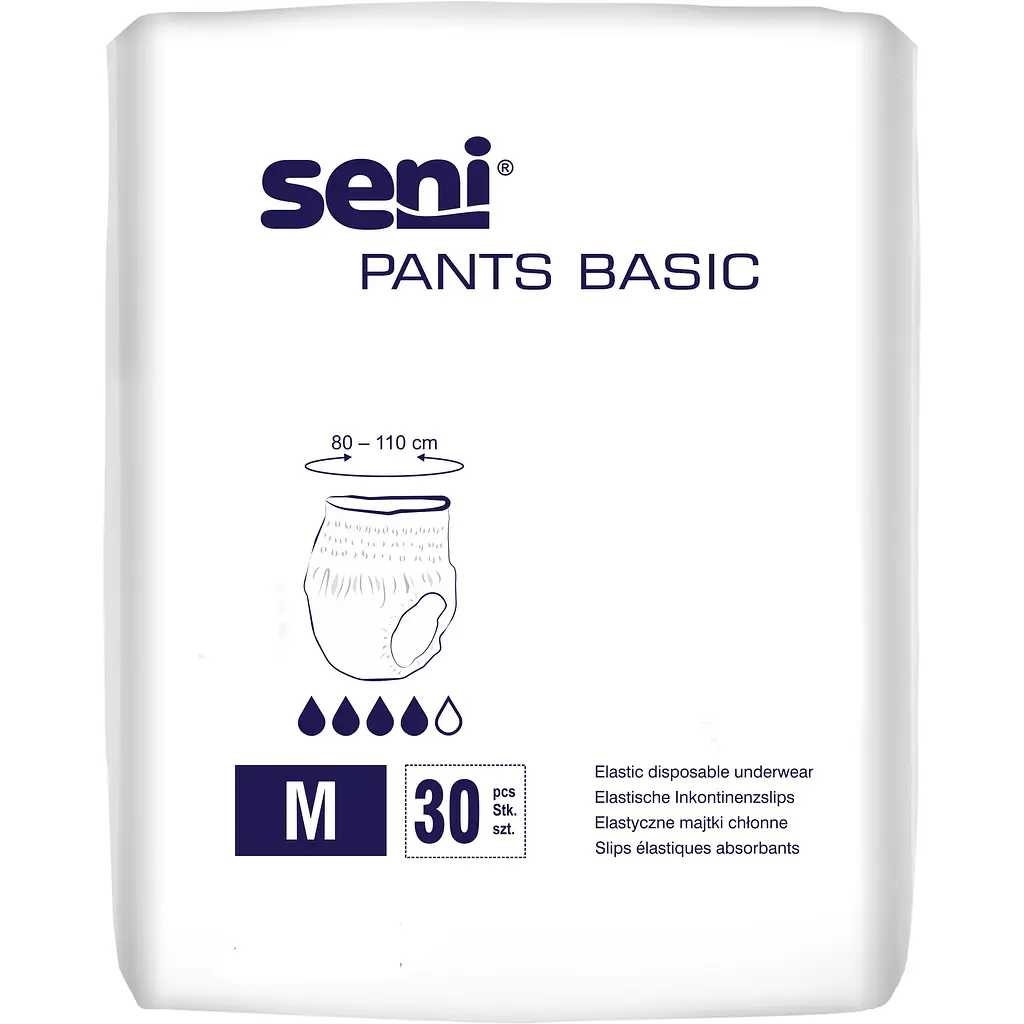 Підгузки-Трусики (урологічні) для дорослих SENI PANTS M (80-110см) №30 / для лежачих хворих і літніх людей