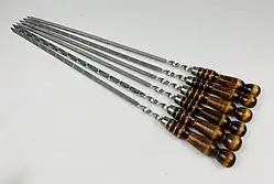 Комплект якісних Шампурів  із дерев'яною ручкою  5 штук довжина 73см товщина 3 мм якість Швидка відправка