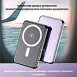 Павербанк бездротовий магнітний ультратонкий 5000мАг, 20Вт, Powerbank з бездротовою зарядкою, black, фото 3
