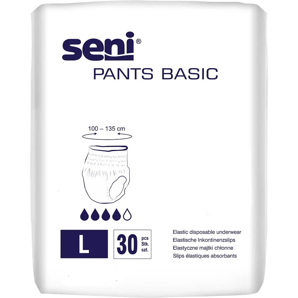 Підгузки-Трусики (урологічні) для дорослих SENI PANTS L (100-135см) №30 / для лежачих хворих і літніх людей