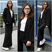 Брючный костюм для девочки широкие прямые брюки и пиджак 9-13 лет. Подростковый школьный костюм на девочку