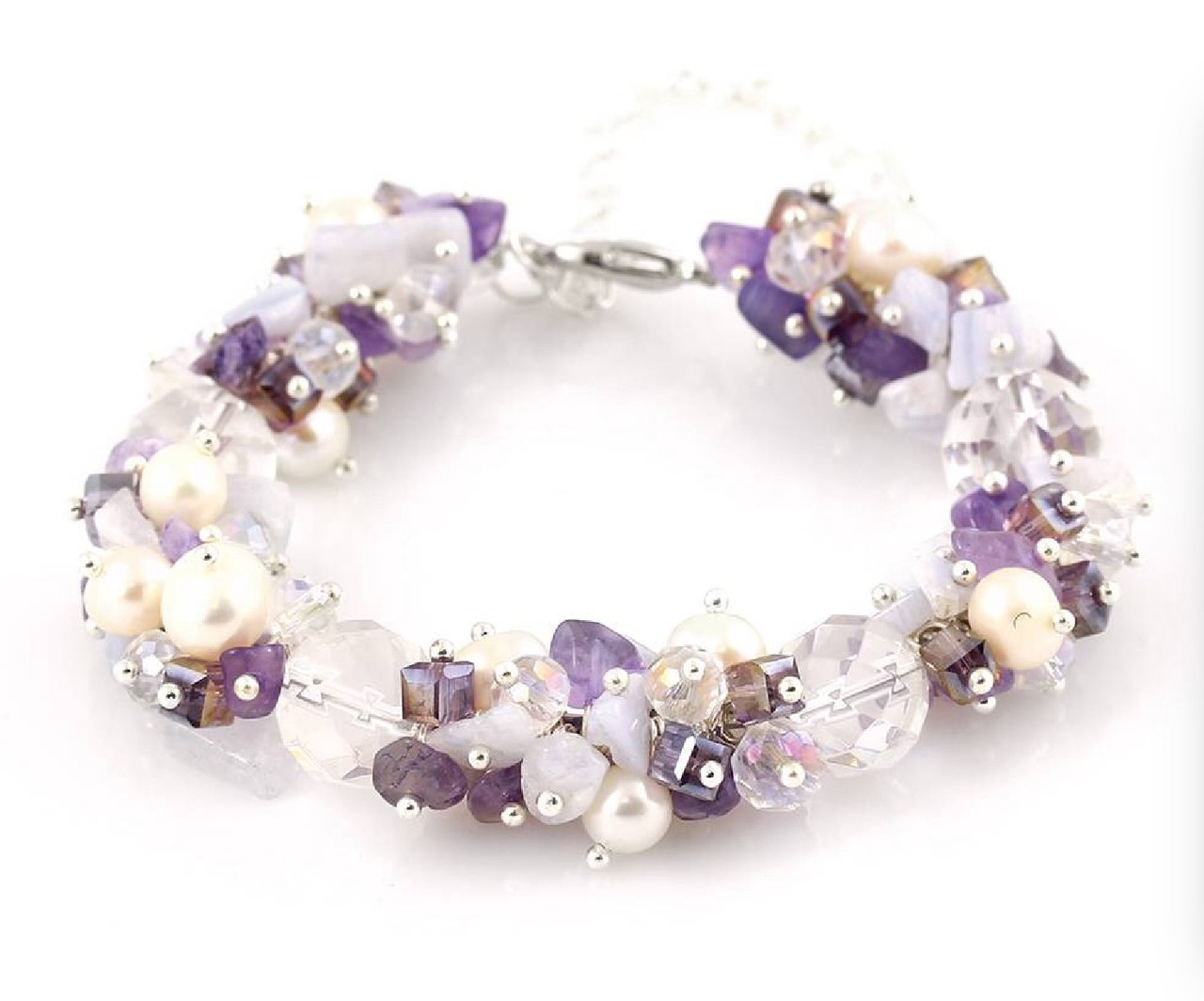 Жіночий браслет Мікс із натуральними каменями гірський Кришталь, фото 1