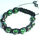 Браслет у шкіряному плетінні shamballa з натуральним каменем Цоізит зелений, фото 3