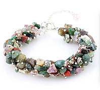 Жіночий браслет Мікс із натуральними каменями Яшма океанічна