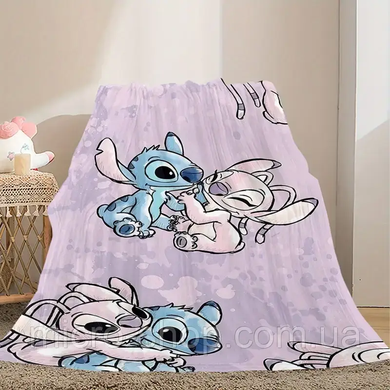 Плюшевий плед ковдру покривало Стіч та Ангел Lilo & Stitch