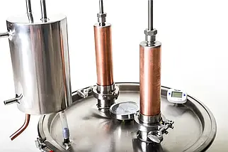 Дистилятор домашній електричний подвійної перегонки 50л. для міцних напоїв Гетьман Мідний, фото 3
