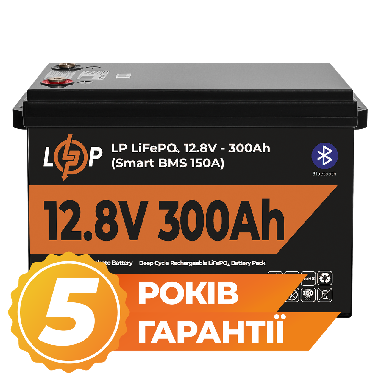Акумулятор LogicPower LiFePO4 12.8V - 300 Ah (3840Wh) (Smart BMS 200А) з BT пластик, фото 1