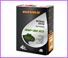 Синтетична моторна олива Rovas 5W-30 C3 4л для автомобілів