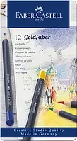 Набір кольорових олівців Goldfaber Colour pencil, 12 кольорів, в металевій коробці, Faber-Castell, 114712