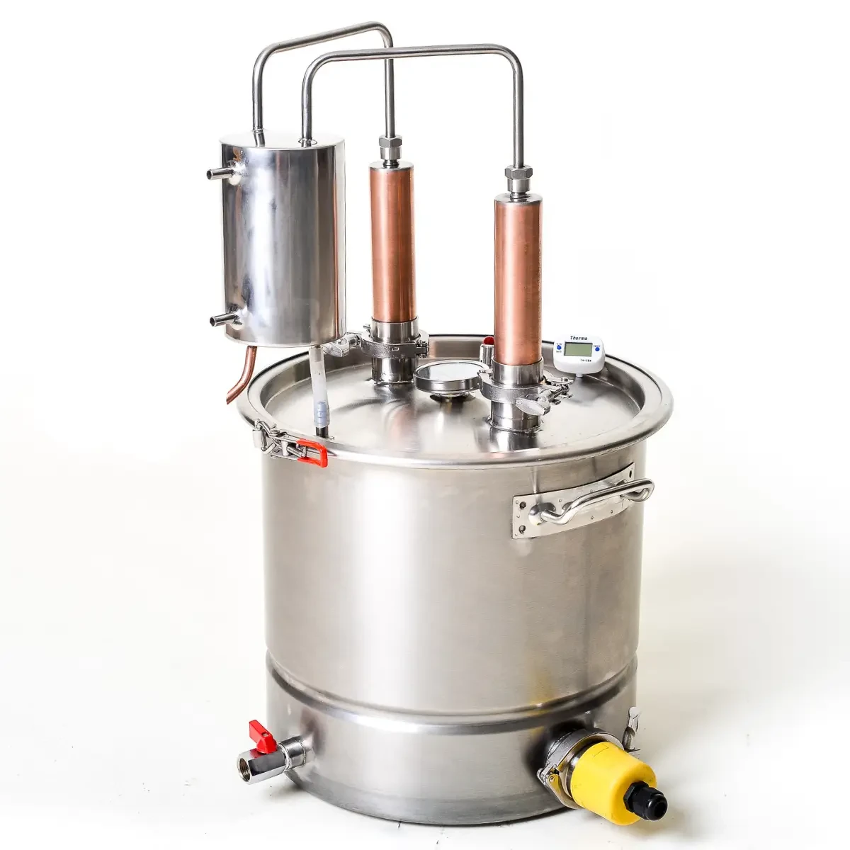 Дистилятор домашній електричний подвійної перегонки 50л. для міцних напоїв Гетьман Мідний
