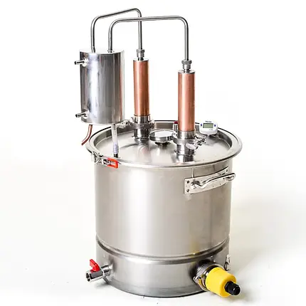 Дистилятор домашній електричний подвійної перегонки 50л. для міцних напоїв Гетьман Мідний, фото 1