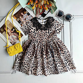 Дитяча святкова сукня з коротким рукавом Дольче у принті леопард, фото 1