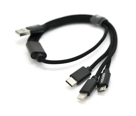 Кабель VEGGIEG U3B-0.5 3 in 1 Micro / Iphone / Type-C, 2.4A,, фото 1