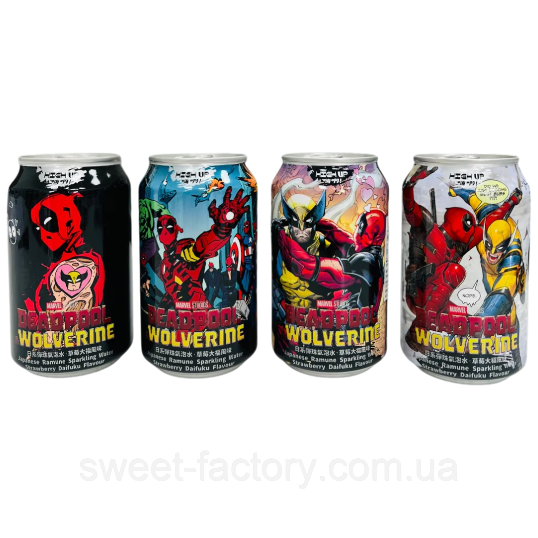 Газований напій Deadpool & Wolverine Strawberry Daifuku Ramune 330ml, фото 1