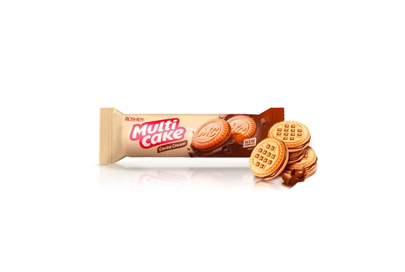 Печиво-сендвіч Roshen Multicake з начинкою какао 180г