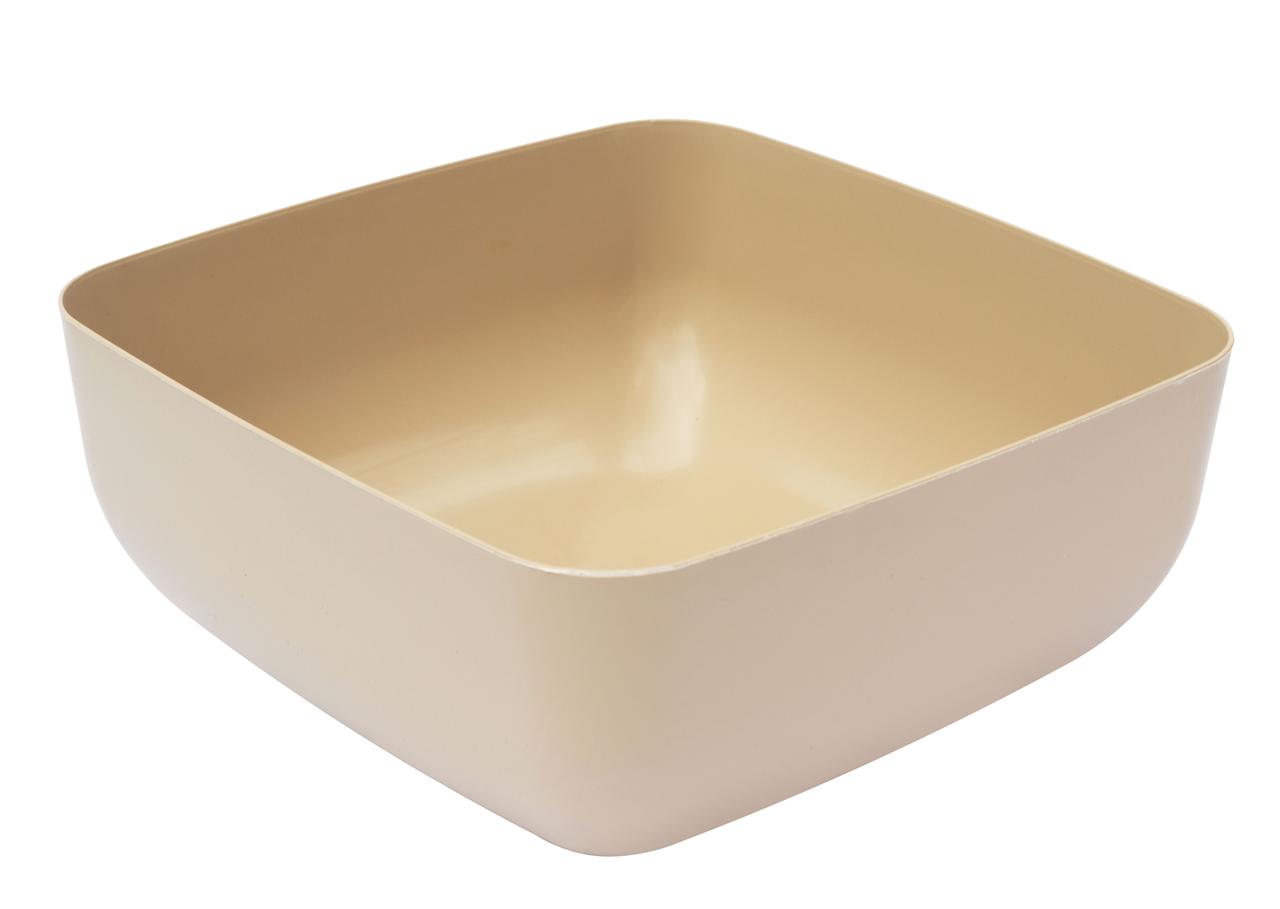 Миска пластикова 4 літри квадратна капучіно 23*23*10.5 см (ПолімерАгро), фото 1