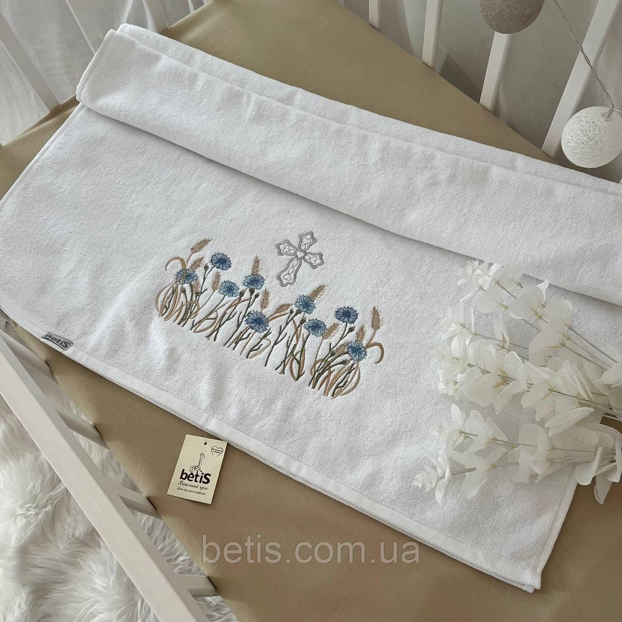 Рушник "Волошки" Білий/золото Махра арт.91450037 70*140 см.(р)