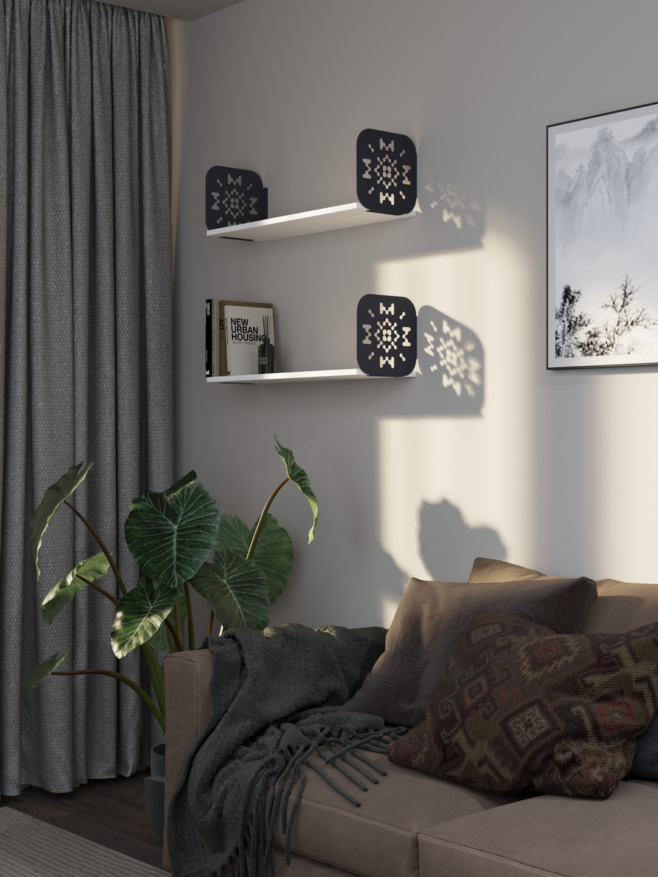 Полиця навісна металева фарбована "Дім" 220х800х220, 1 полиця ЛДСП, фото 1