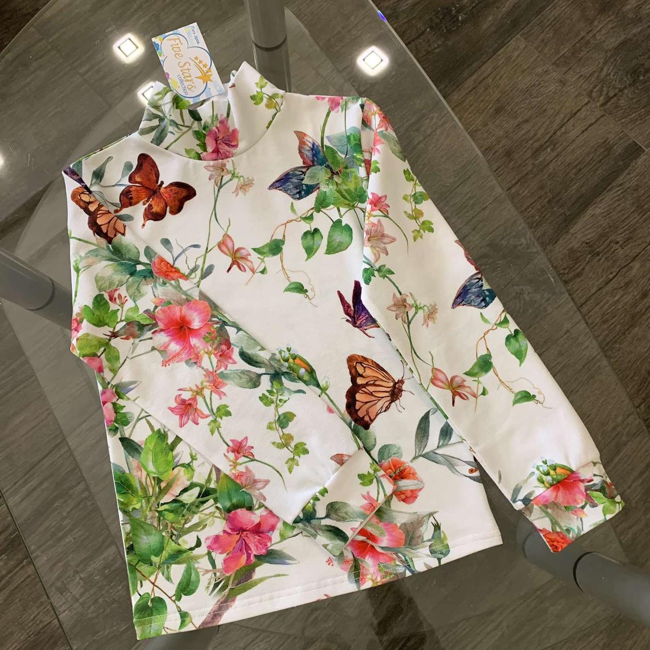 Дитяча водолазка — гольф метелики в квітах Five Stars 10934-164р