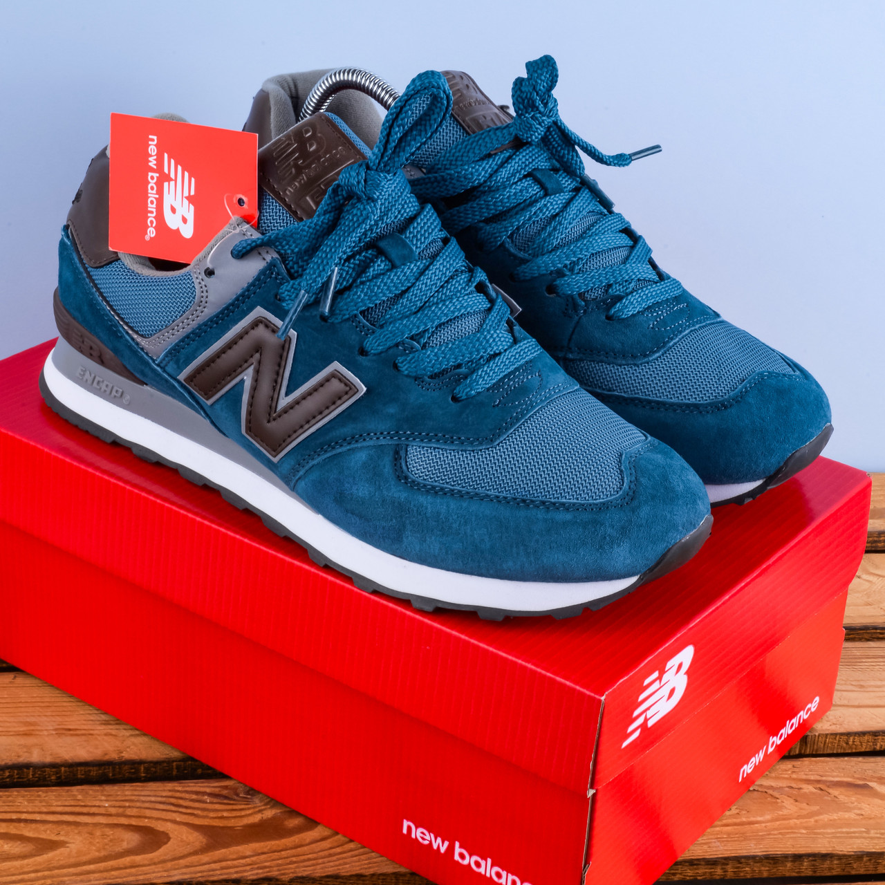 Кросівки New Balance 574 сині з коричневою N