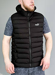 Жилетка чоловіча Puma спортивна чорна Пума жилет із капюшоном