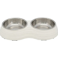 Trixie TX-25184 Миска Trixie подвійна меламінова 2 х 400 мл, ⌀=14 см 32 х 6 х 17 см (біла)