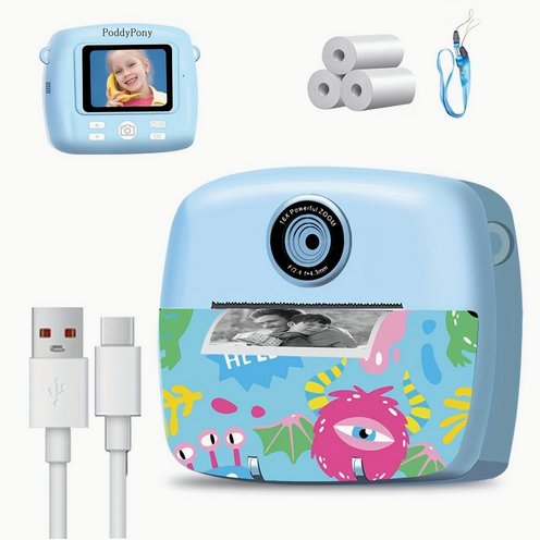 Дитяча цифрова камера з моментального друку фото HOLLO Poddy pony AS-77 Blue