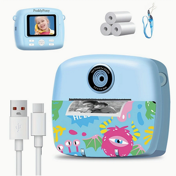 Дитяча цифрова камера з моментального друку фото HOLLO Poddy pony AS-77 Blue