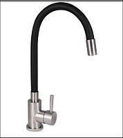 Змішувач для кухні Aria 015F3 з гнучким виливом (k35) Black Lidz