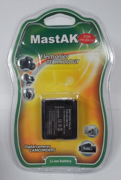 Акумулятор до відеокамери тм"MastAK" Panasonic VW-VBN130 7,4 V 1,050 Ah Li-ion, фото 1