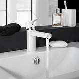 Змішувач одноважільний для умивальника Kludi Zenta XL білий-хром (382609175) з донним клапаном, фото 2