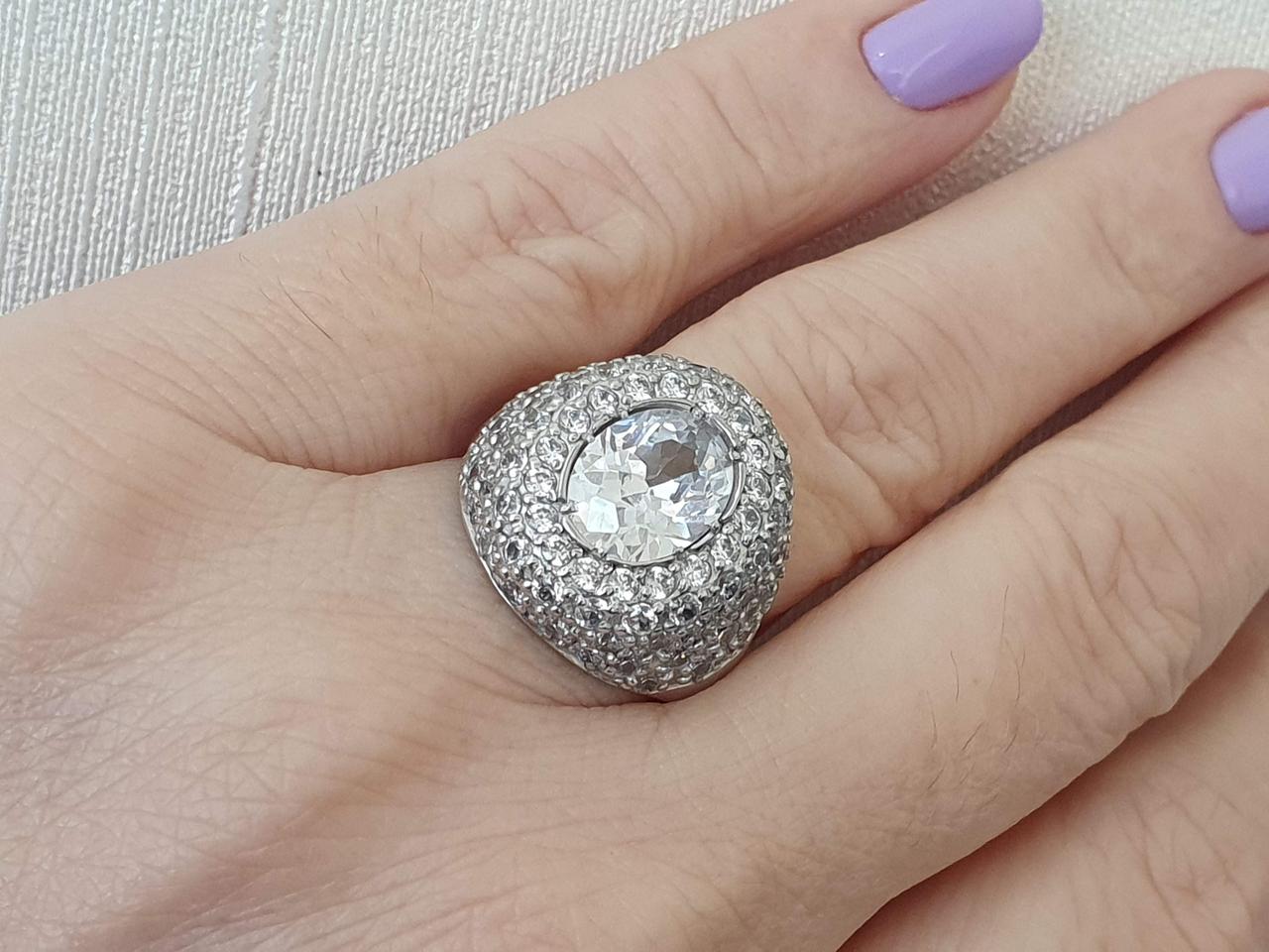 Срібне кільце Айленд з фіанітами. 1406/9р-CZ 18