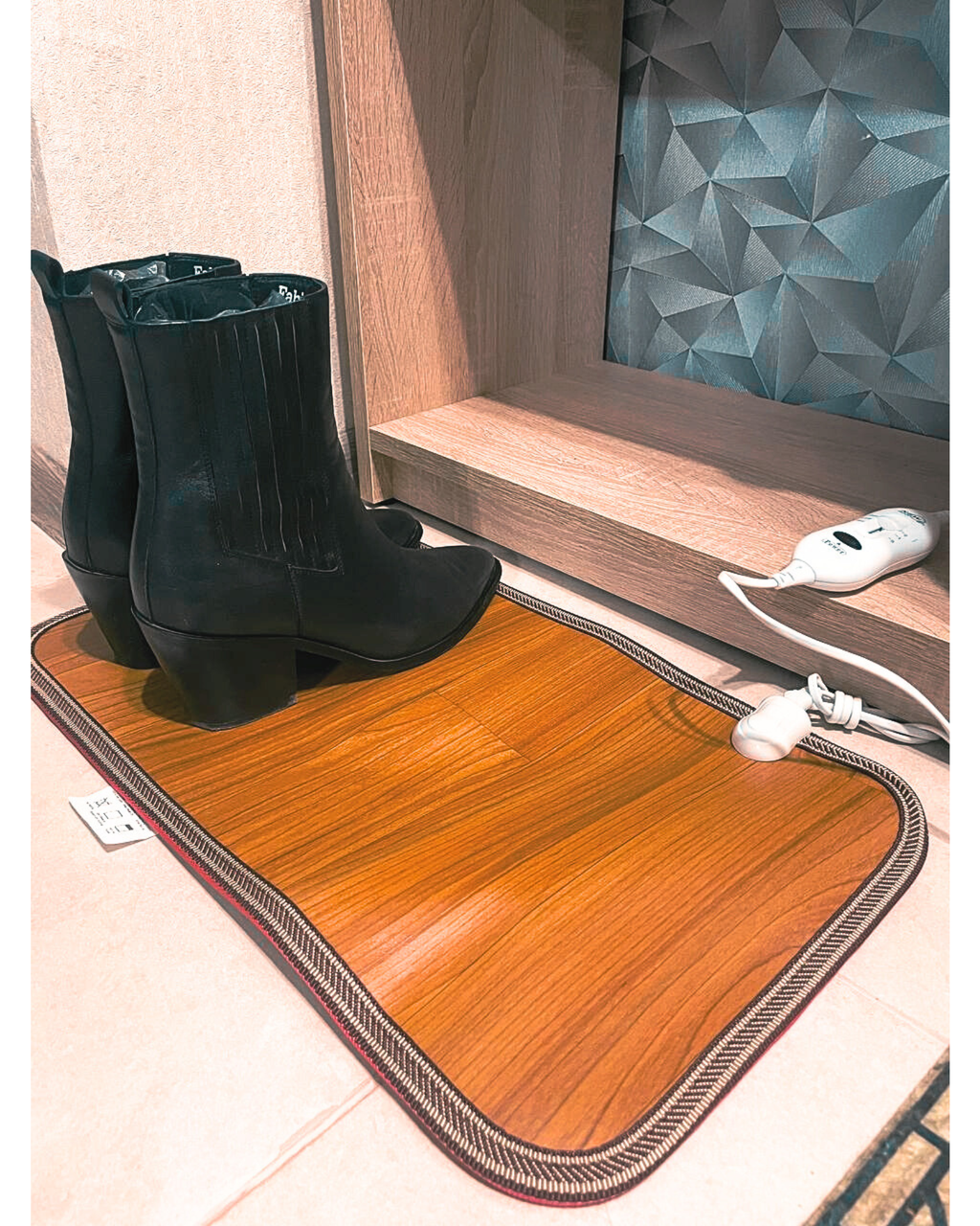 Електроковрик з підігрівом для сушки взуття, нагрів до 60°С, з плівковим обігрівачем, знімний кабель, 2 режими, фото 1