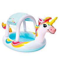 Дитячий надувний басейн Intex 58435 «Єдиноріг» з навісом і фонтаном, розмір 254 х 132 х 109 см, фото 5