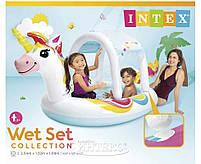 Дитячий надувний басейн Intex 58435 «Єдиноріг» з навісом і фонтаном, розмір 254 х 132 х 109 см, фото 4