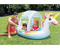 Дитячий надувний басейн Intex 58435 «Єдиноріг» з навісом і фонтаном, розмір 254 х 132 х 109 см, фото 2