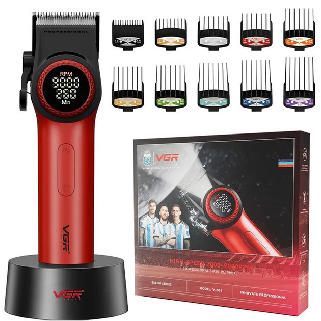 Бритва тример для чоловіків VGR V-001 RED, Професійна машинка для стрижки волосся PF-317 з насадками, фото 1