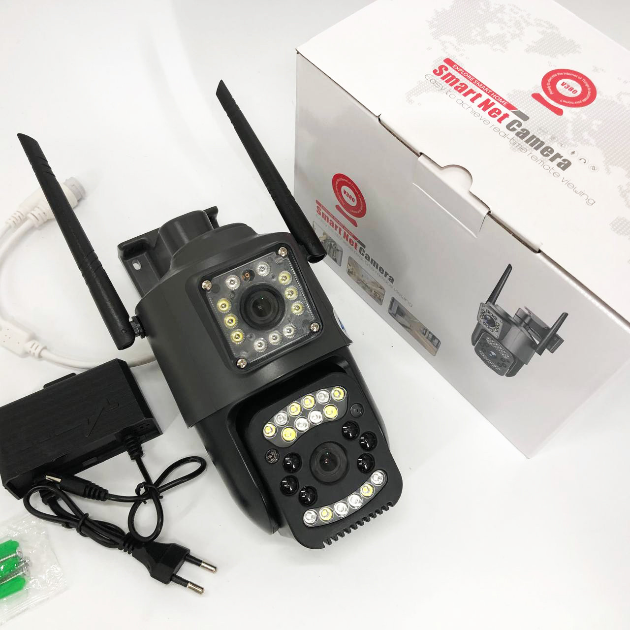Відеокамера з прожектором та мікрофоном 4G/Wi-Fi SC03 V380pro 4 Mп, Зовнішня PG-708 камера відеоспостереження