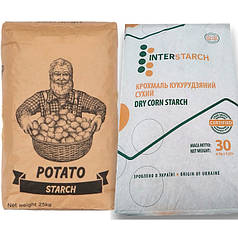 Крахмаль картопляний екстра та кукурудзяний в/г фасовка 25кг, 10кг, 5кг