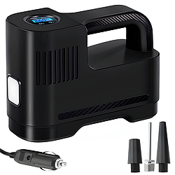 Автокомпресор 12В з дисплеєм та насадками / Автокомпресор