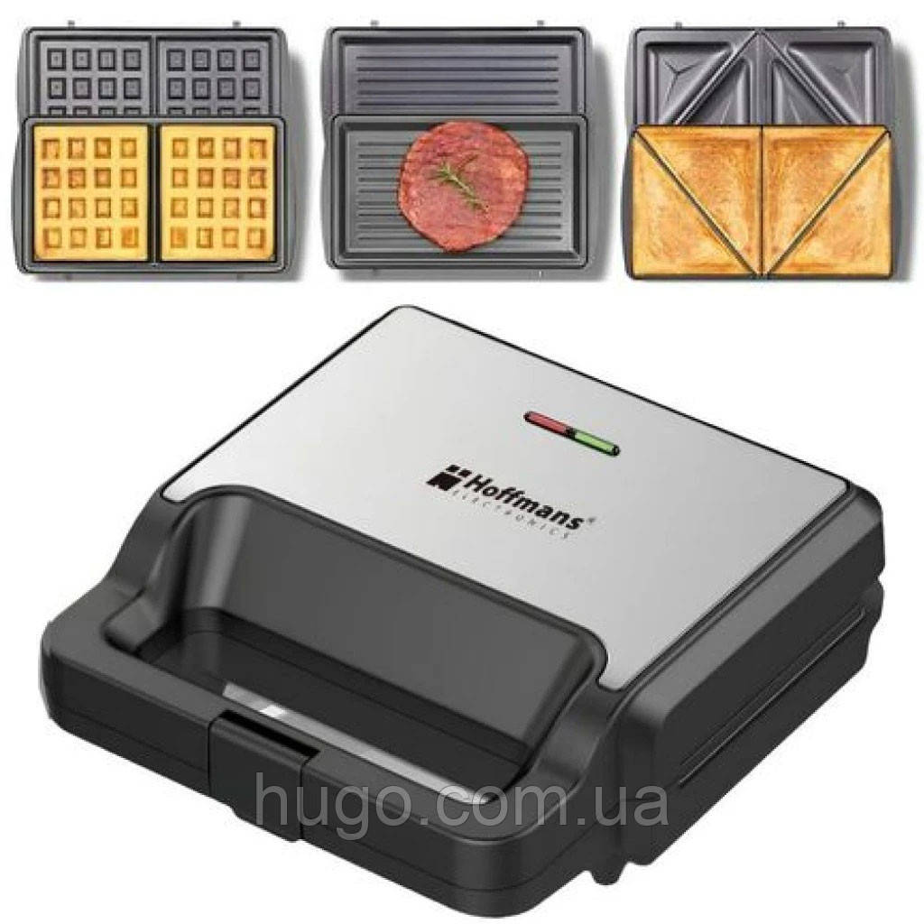 Бутербродниця 3в1 HM-3019, 1000Вт / Мультипекарь 3 в 1, фото 1