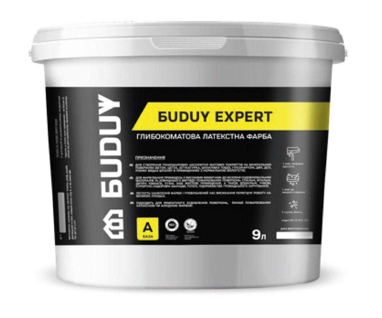 Фарба латексна глибокоматова BUDUY EXPERT, для стін і стелі, внутрішні роботи, біла 10 л