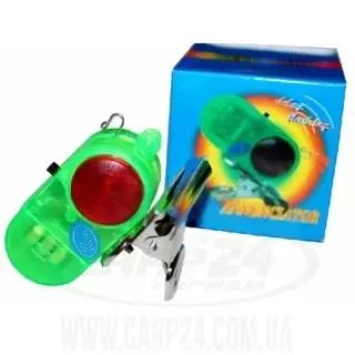 Сигналізатор покльовки металевий з підсвіткою, поворотна прищіпка зелена #6324