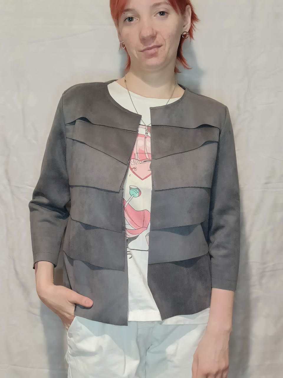Жилетка під замшу каскадна New Collection, Італія, розмір S, жакет
