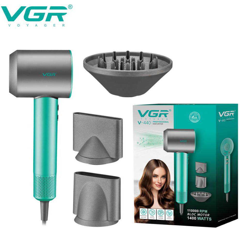 Фен професійний VGR V-440. CA-257 Колір: зелений, фото 1