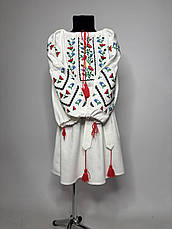 Вишиванка дівоча "Польові квіти" з білого домотканого полотна, фото 2