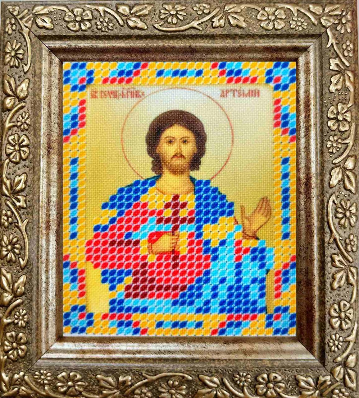 Набір для вишивання бісером ArtWork ікона Святий Артемій НВТ 7079 6х7см з рамкою в комплекті, фото 1