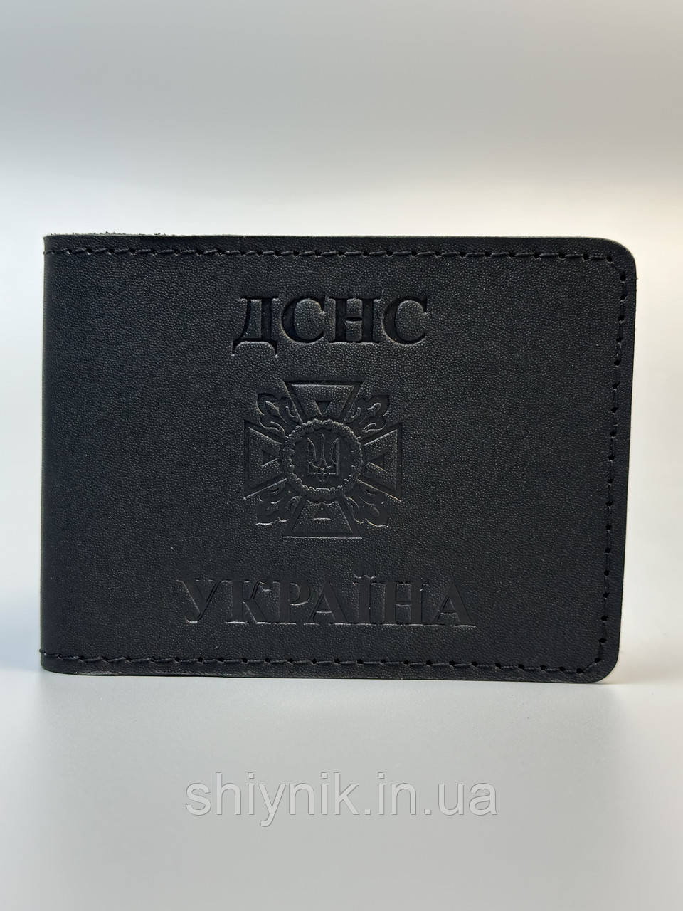 Шкіряна обкладинка для посвідчення ДСНС чорна, фото 1