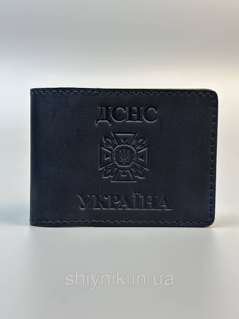 Шкіряна обкладинка для посвідчення ДСНС синя