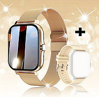 Жіночий смарт годинник для андроїд та айфона водостійкий з функцією вимірювання тиску та розумним будильником